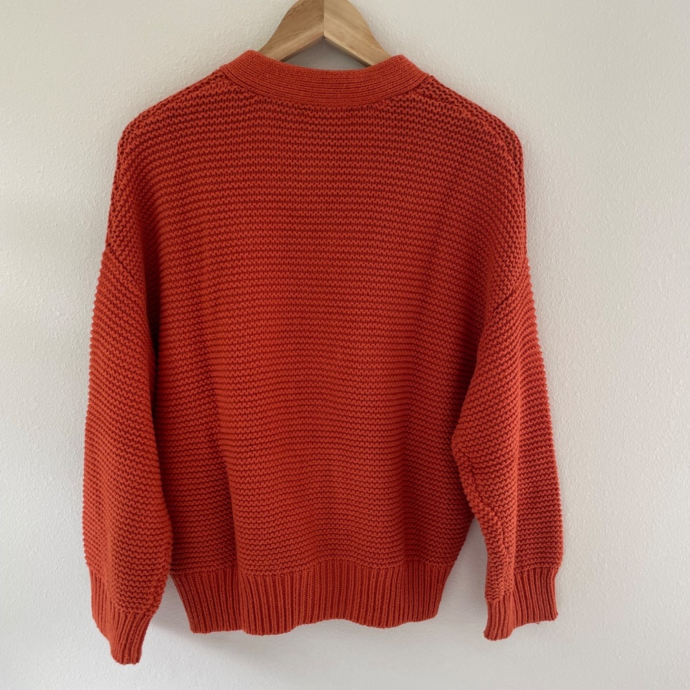 Alex Mill Chunky Knit Button-Up Cardigan in Burnt Orange - Picture 2 of 7